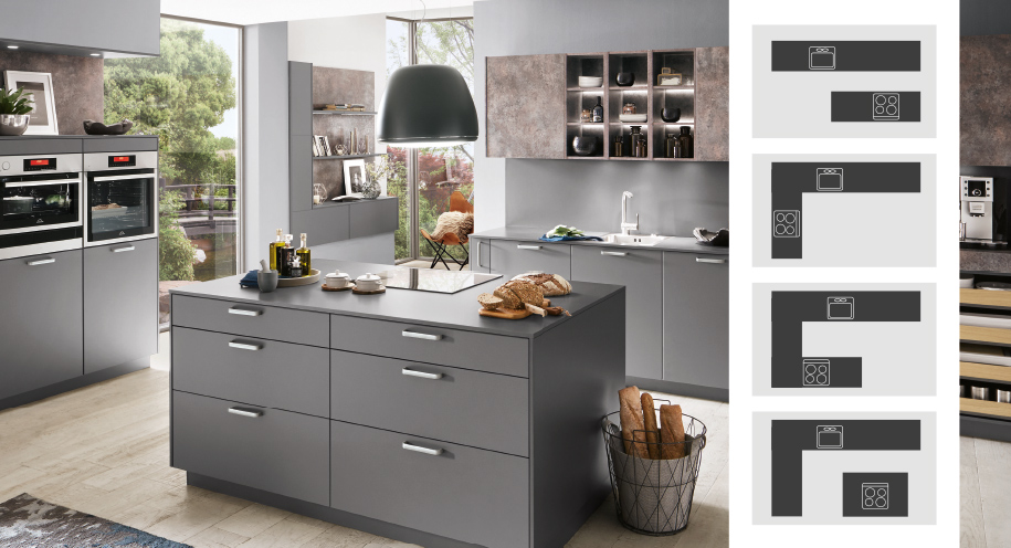 Ob Küchenblock, L-Form, U-Form oder Kombination aus Küchenteile und Kücheninsel - bei Möbel Hartwig finden Sie eine große Auswahl an Küchenformen.